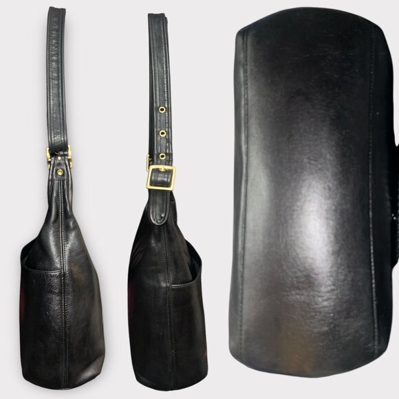VTG Coach Purse Black Leather Brass Legacy Hobo Bag 9058 Costa Rica 2002 Y2K - Picture 6 of 9